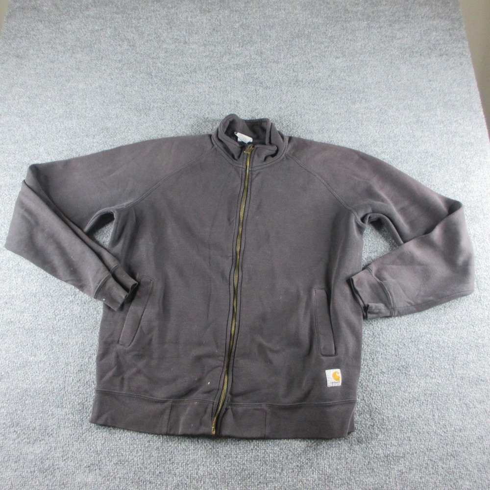 Carhartt Sweatshirt Mens L Black Full Zip Fleece Mock Neck Pockets Workwear K350